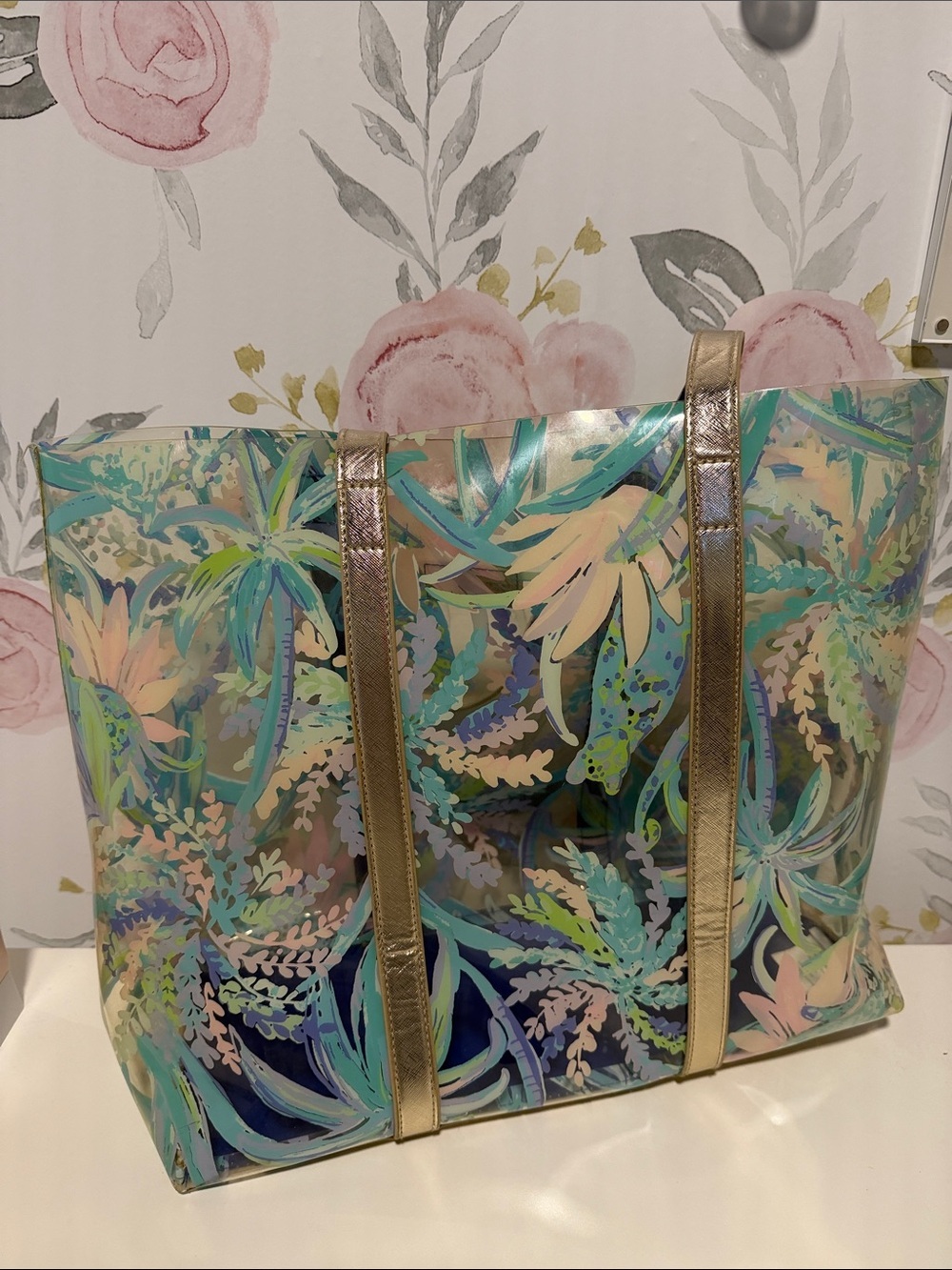 Lilly Pulitzer Pastel Palm Print Tote - Picture 3 of 4